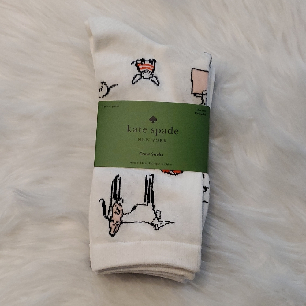 Kate Spade Crew Socks Set Of 3 NWT Size 4-10